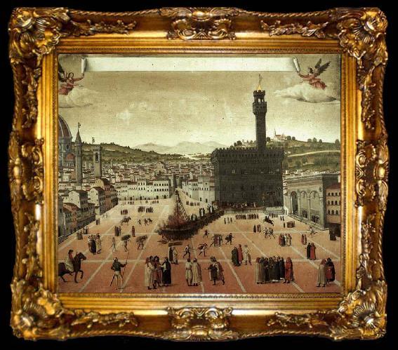 framed  unknow artist Execution of Savonarola on the Piazza della Signoria, ta009-2